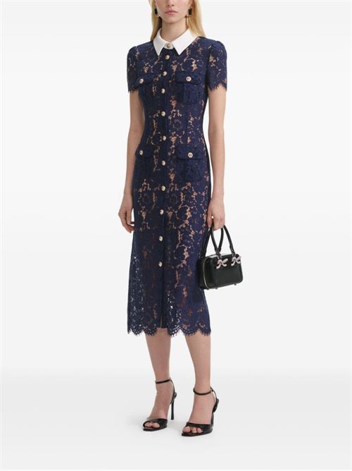 Abito midi in pizzo SELF PORTRAIT | PF25020MBLUE